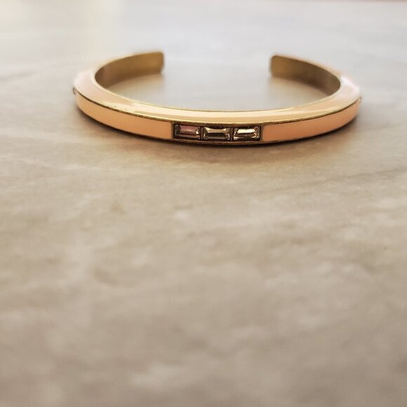 J. Crew Jewelry - 🎀 J.Crew Light Blush Rhinestones Crystal Enamel Cuff Bracelet 🎀